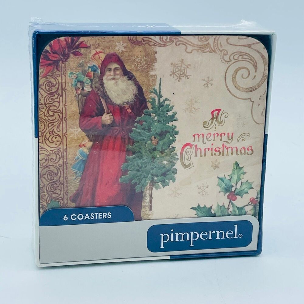 Brand NEW Sealed Pimpernel Coaster Set Victorian Christmas Portmeirion Group